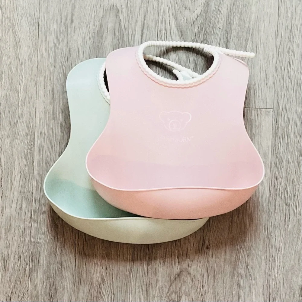 Baby Bjorn Silicone Baby Bib Set - Pink and Green